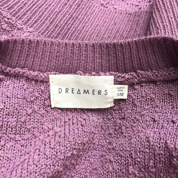 Dreamers Purple Mauve Balloon Sleeve V Neck Sweater - Picture 7 of 9